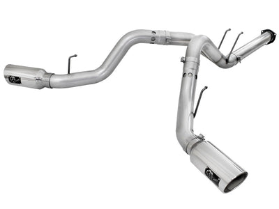 aFe Atlas Exhaust 4in DPF-Back Exhaust Aluminized Steel Polished Tip for Ford Diesel Truck