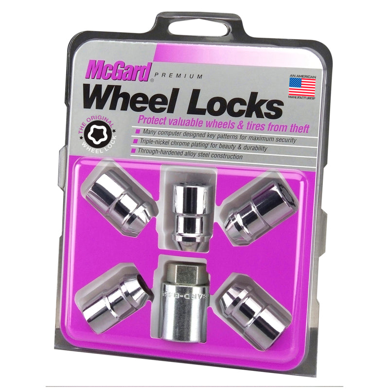 McGard Wheel Lock Nut Set - 5pk. (Cone Seat) M12X1.5 / 3/4 Hex / 1.46in. Length - Chrome for performance car parts.