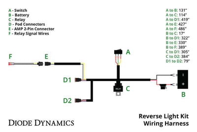 Diode Dynamics Reverse Light Wiring Kit (w/ Running Light) diagram for performance car parts installation.