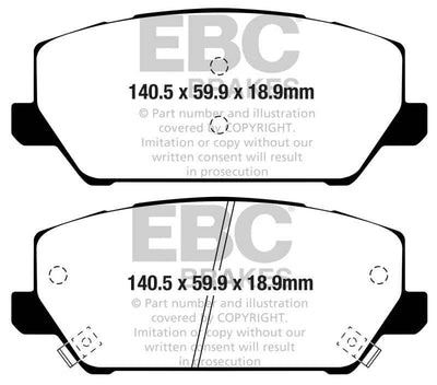 EBC 2019+ Hyundai Veloster Turbo N Front Brake Pads for high performance cars, available at DTX Performance, veteran owned-shop