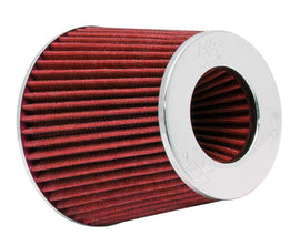 K&N Universal Air Filter Chrome Round Tapered Red - 4in ID x 1.125in L x 5.5in H (Multi Lingual) K&N Engineering
