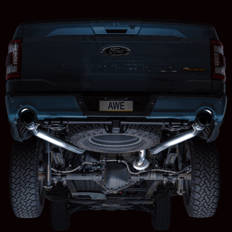 AWE Tuning 2021+ Ford F-150 Tremor (w/ Bumper Cutouts) 0FG Resonated Catback - Diamond Black Tips - DTX Performance