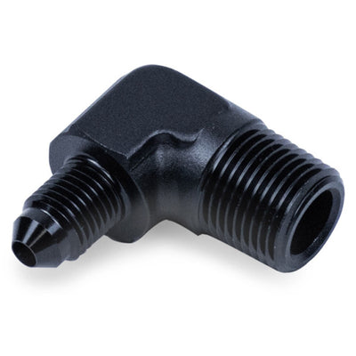 Snow Performance 3/8in NPT to 4AN Elbow Water Fitting (Black) for high performance car parts - DTX Performance