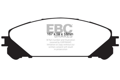 EBC 15+ Lexus NX200t 2.0 Turbo Redstuff Front Brake Pads, performance car parts, high performance brakes, DTX Performance upgrade