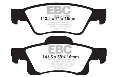 EBC 11+ Dodge Durango 3.6 Extra Duty Rear Brake Pads for performance upgrades and high performance brakes.
