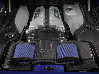 aFe 15-21 Lamborghini Huracan V10-5.2L Track Series Intake System w/ Pro 5R Filter for performance car tuning and upgrades.