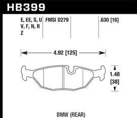Hawk BMW Motorsport 16mm Thick DTC-60 Rear Race Brake Pads diagram