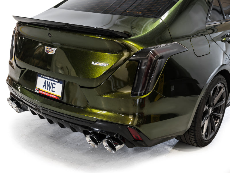 AWE Tuning 2021+ Cadillac CT4-V Blackwing SwitchPath Exhaust - Chrome Silver Tips, high performance auto parts