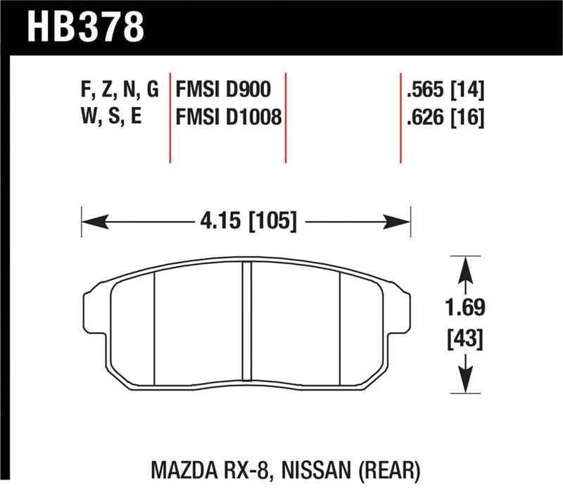 Hawk Mazda RX-8 / Nissan Track DTC-30 Race Rear Brake Pads