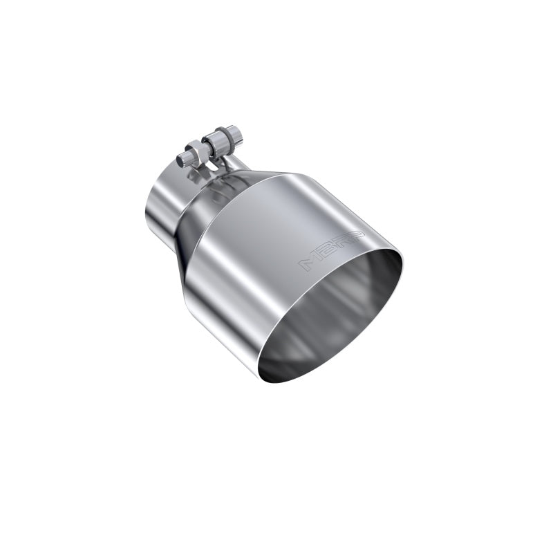MBRP Universal T304 Stainless Steel Tip, 3in ID / 5in OD Out / 6.5in Length / Angle Cut Single Wall. High performance auto parts.