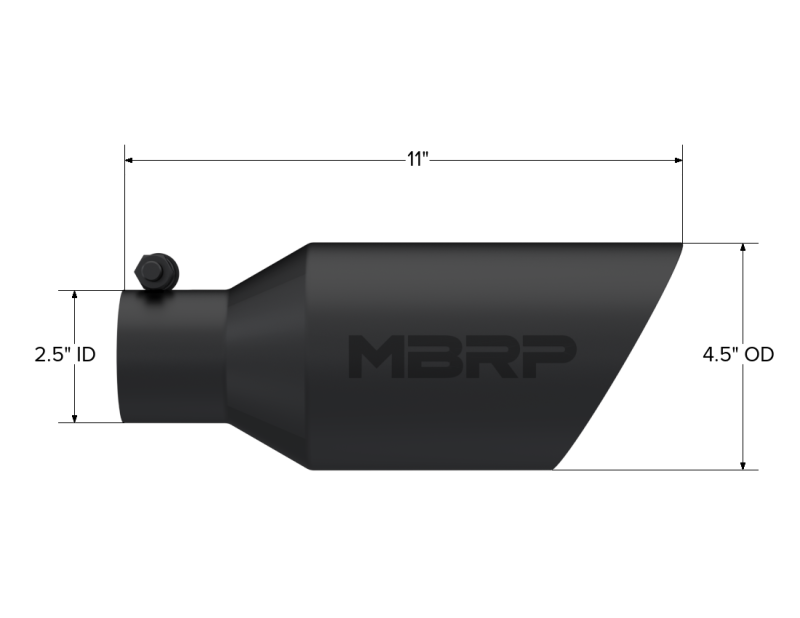 MBRP Universal Dual Wall Angle Rolled End Tip 4-1/2in OD / 2-1/2in Inlet / 11in Length - Black, performance car parts exhaust tip