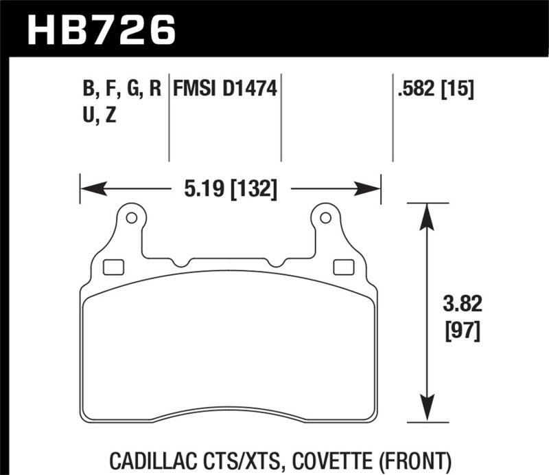 Hawk 2014 Chevrolet Corvette HPS 5.0 Front Brake Pads - DTX Performance