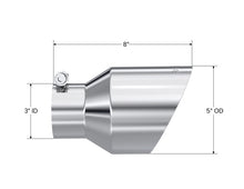 Load image into Gallery viewer, MBRP Universal T304 Stainless Steel Tip 3on ID / 5in OD Out / 8in Length Angle Cut Dual Wall for performance car parts