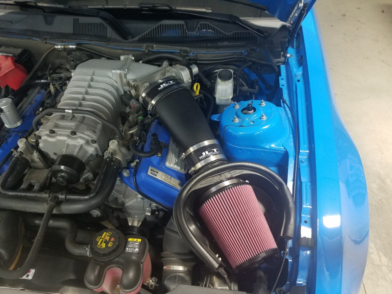 JLT 10-14 Ford Mustang GT500 Black Textured Induction Kit w/Replacement Red Air Filter by DTX Performance
