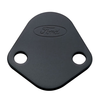 Ford Racing Fuel Pump Block Off Plate - Black Crinkle Finish w/ Ford Oval for performance upgrades