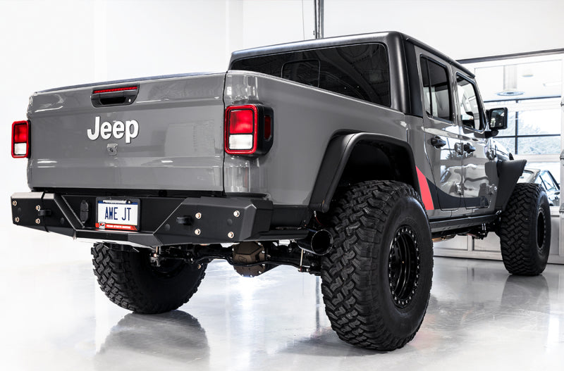 AWE Tuning 20-21 Jeep Gladiator JT 3.6L Tread Edition Cat-Back Dual Exhaust - Diamond Black Tip - DTX Performance