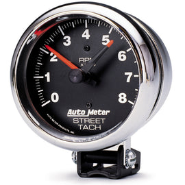 Autometer Traditional Chrome 3-3/4in 8k w/ Red Line Tachometer - High performance auto parts by DTX Performance, veteran-owned shop