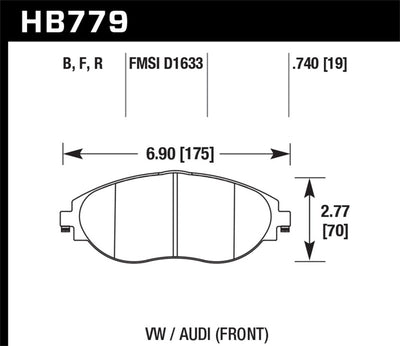 Hawk 13-17 Volkswagen CC HP+ Front Brake Pads diagram