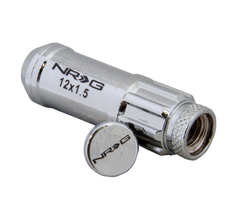 NRG 700 Series M12 X 1.5 Steel Lug Nut w/Dust Cap Cover Set 21 Pc w/Locks & Lock Socket - Silver, performance car parts