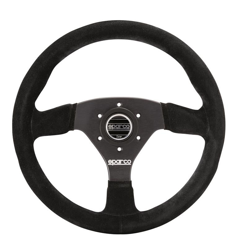 Sparco Steering Wheel 383 Suede Black for performance car tuning, available at DTX Performance, veteran-owned high performance auto parts shop.