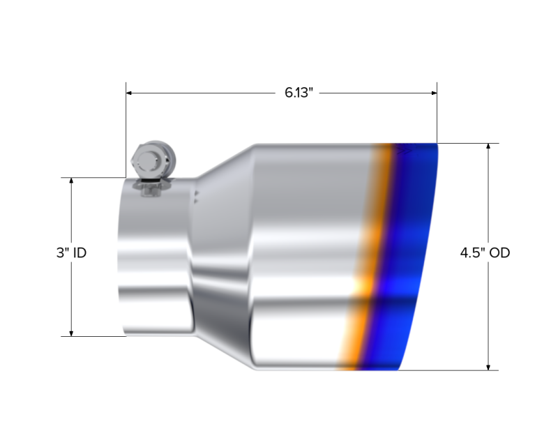 MBRP Universal Stainless Steel Dual Wall Tip 4.5in OD/3in Inlet/6.13in L - DTX Performance