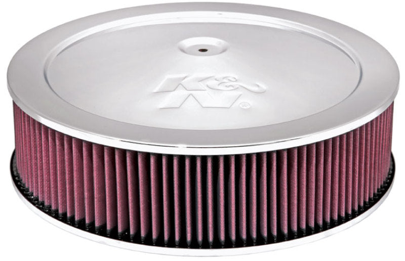 K&N 14in Red Custom Air Cleaner Assembly - 5.125in ID x 14in OD x 3.75in H x 1.25in Drop Base - DTX Performance