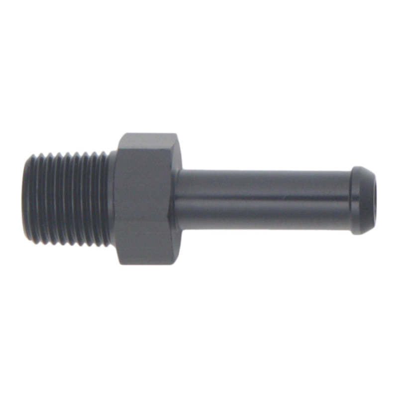 DeatschWerks 1/8in NPT Male Thread 1/4in Hose Barb - Anodized Matte Black - DTX Performance