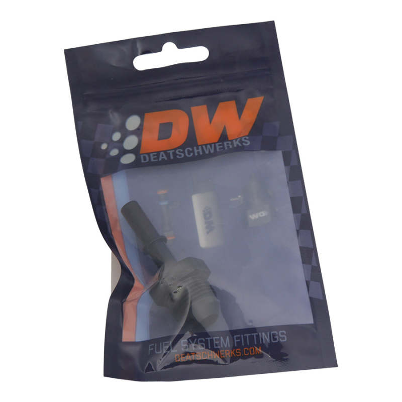 DeatschWerks 8AN Male Flare to 5/16in Male EFI Quick Connect Adapter - Anodized Matte Black - DTX Performance