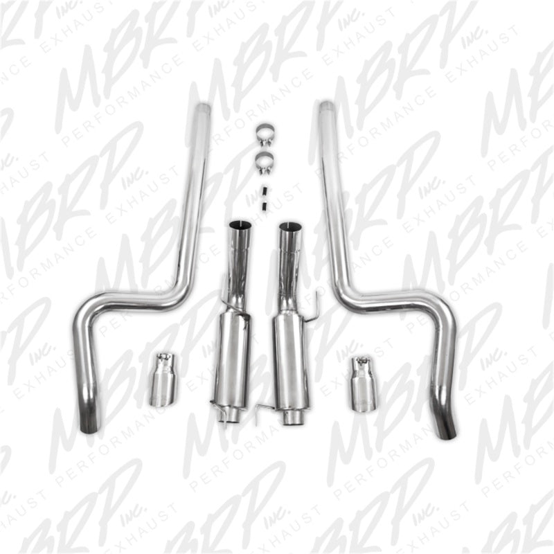 MBRP 05-09 Ford Shelby GT500 / GT Dual Split Rear Race Version, T409 4in Tips Exhaust System - DTX Performance