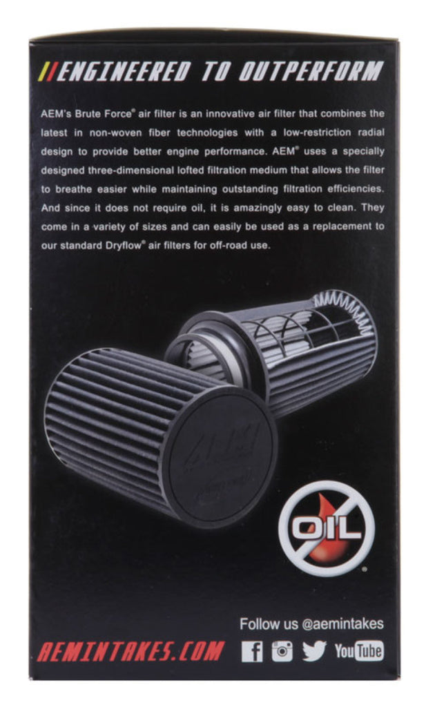 AEM Dryflow 3.5in. X 7in. Round Tapered Air Filter - DTX Performance