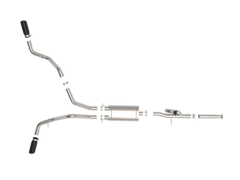 aFe Gemini XV 3in 304 SS Cat-Back Exhaust 09-18 GM Trucks V6-4.3/V8-4.8/5.3L w/ Black Tips - DTX Performance