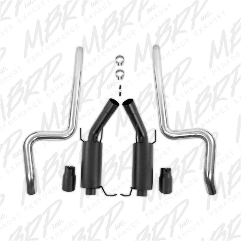 MBRP 11-14 Ford Mustang GT 5.0L 3in Cat Back Dual Split Rear Street Version 4in Tips - Black - DTX Performance