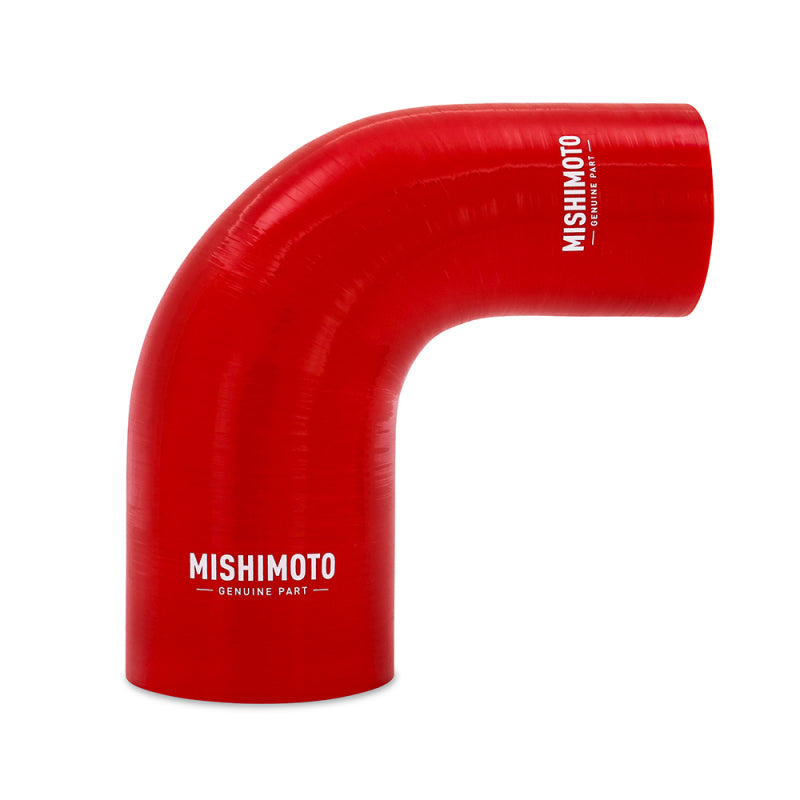 Mishimoto Silicone Reducer Coupler 90 Degree 2.5in to 3.25in - Red - DTX Performance