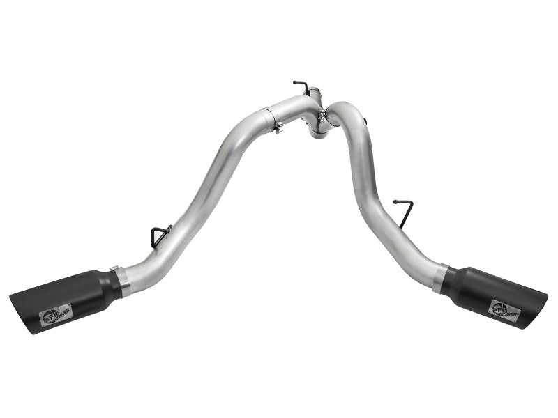 aFe Atlas Exhaust 4in Dual DPF-Back Al Steel w/ Black Tips 16-17 GM Diesel Truck V8-6.6L (td) LML - DTX Performance