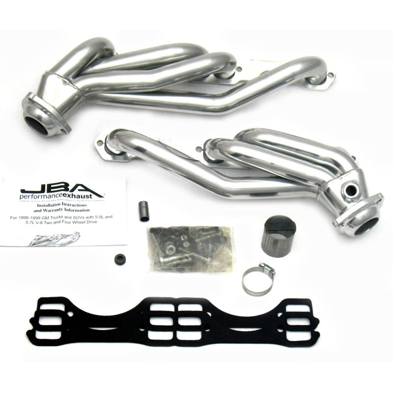 JBA 96-00 GM Truck 5.0L/5.7L SBC w/o A.I.R. 1-1/2in Primary Silver Ctd Cat4Ward Header - DTX Performance