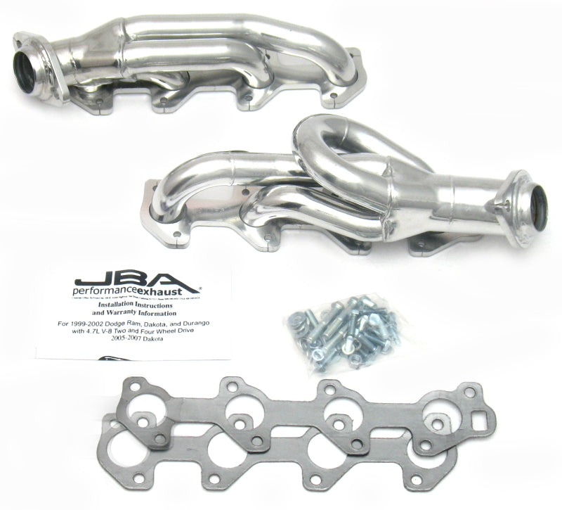 JBA 04-07 Doge Dakota 4.7L PowerTech 1-1/2in Primary Silver Ctd Cat4Ward Header - DTX Performance