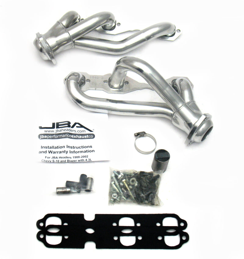 JBA 88-95 & 02-03 GM S-Truck 4.3L V6 4WD 1-1/2in Primary Silver Ctd Cat4Ward Header - DTX Performance