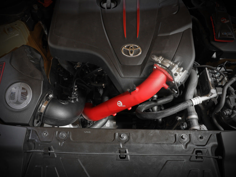 aFe BladeRunner Red 2-3/4in Aluminum Charge Pipe 2021 Toyota Supra GR (A90) I4-2.0L (t) B48 - DTX Performance