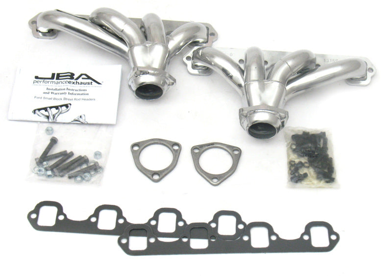 JBA Ford 260-351W SBF 1-5/8in Primary Silver Ctd Tight Tuck Header - DTX Performance