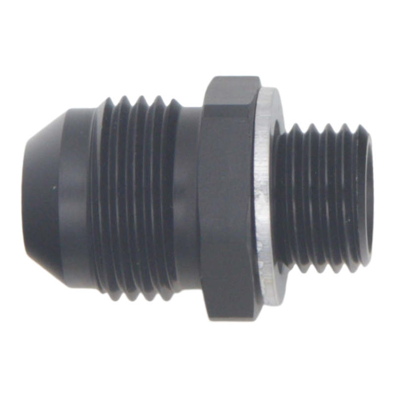 DeatschWerks 8AN Male Flare to M14 X 1.5 Male Metric Adapter (Incl Washer) - Anodized Matte Black - DTX Performance