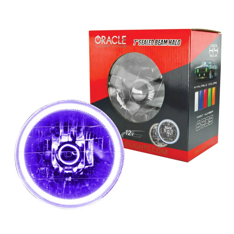 Oracle Pre-Installed Lights 7 IN. Sealed Beam - UV/Purple Halo - DTX Performance