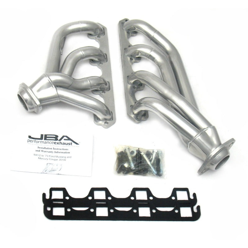 JBA 65-73 Ford Mustang 351W SBF 1-5/8in Primary Silver Ctd Mid Length Header - DTX Performance