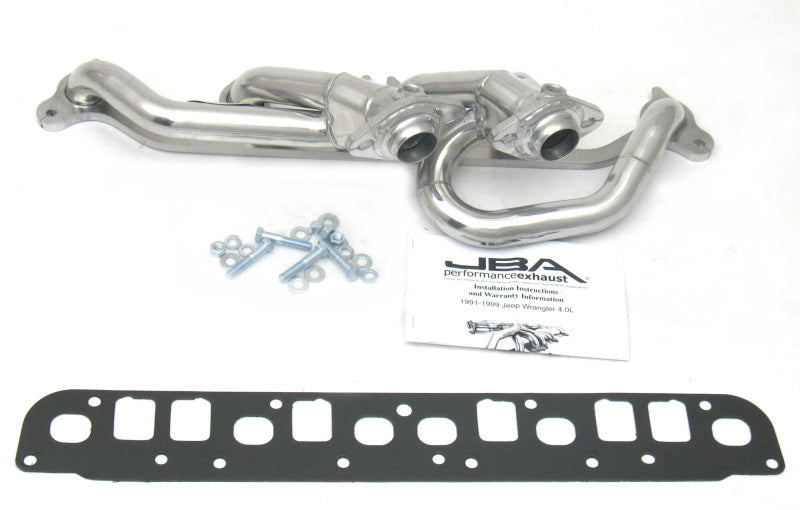 JBA 00-06 Jeep 4.0L 1-1/2in Primary Silver Ctd Cat4Ward Header - DTX Performance