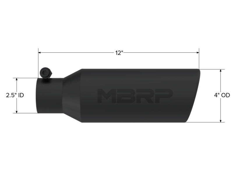 MBRP Universal Tip 4in O.D. Angled Rolled End 2.5in inlet 12in length Black - DTX Performance