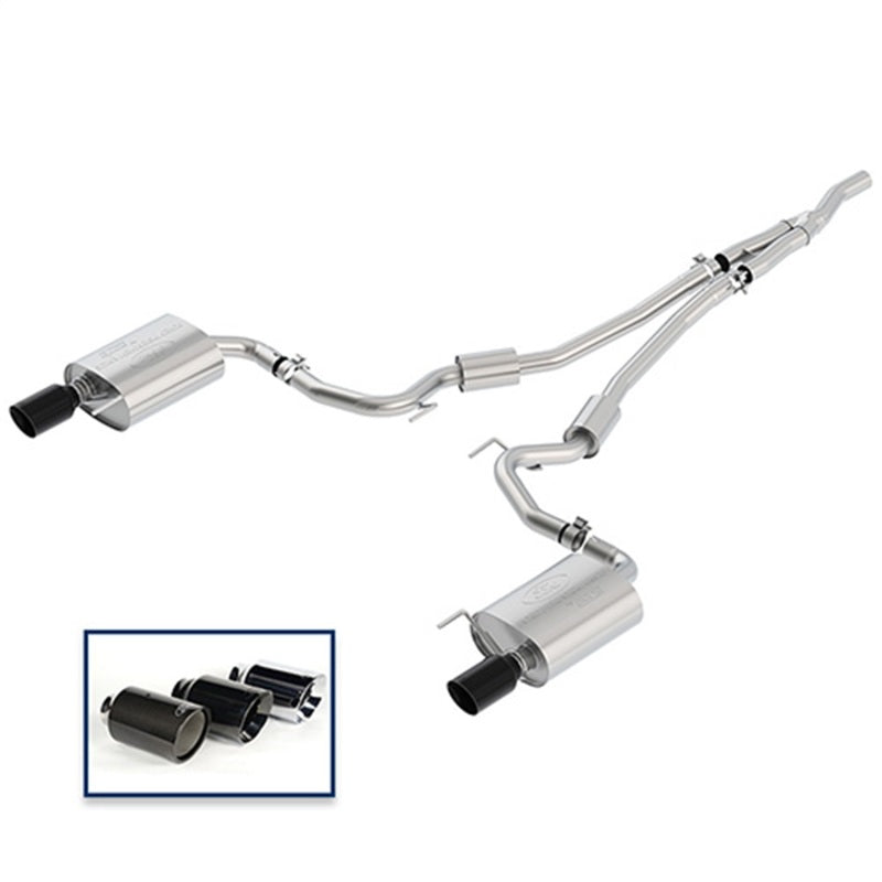 Ford Racing 2018 Mustang 2.3L Ecoboost Cat-Back Sport Exhaust System w/Black Chrome Tips - DTX Performance