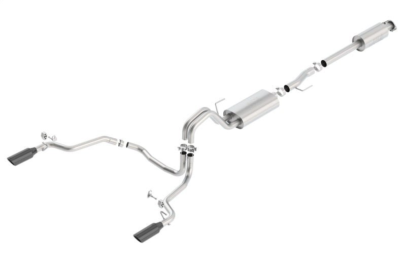 Borla 15-17 Ford F-150 2.7L/ 3.5L EcoBoost/ 5.0L V8 Rear Exit S-Type Catback Exhaust Black Chrome - DTX Performance