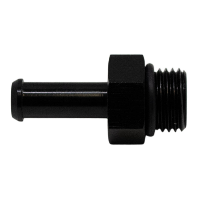 DeatschWerks 6AN ORB Male to 5/16in Male Barb Fitting (Incl O-Ring) - Anodized Matte Black - DTX Performance