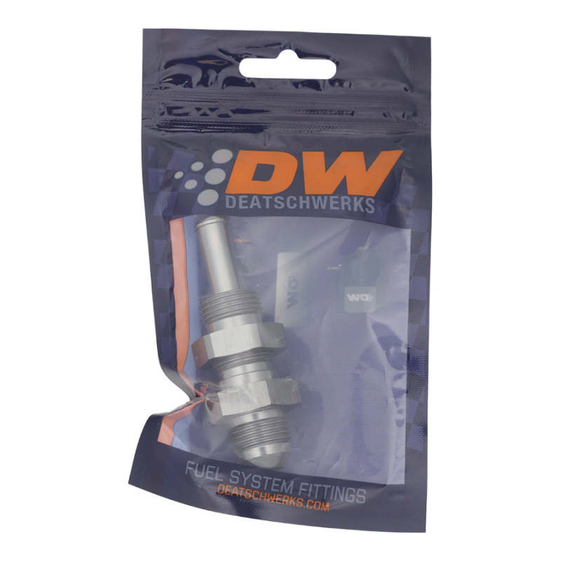 DeatschWerks 8AN Male Flare to Straight 3/8in Single Hose Barb - Anodized DW Titanium - DTX Performance