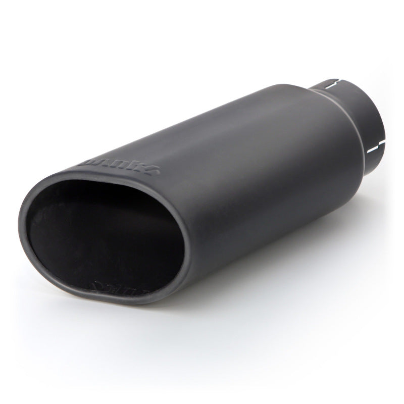 Banks Power Tailpipe Tip Kit - SS Obround Slash Cut - Black - 3.5in Tube - 4.38in X 5.25in X 13.38in - DTX Performance