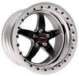 Weld S71 17x12 / 5x4.5 BP / 4.8in. BS Black Wheel (Medium Pad) - Polished Single Beadlock MT